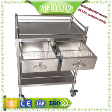 two drawers stainless steel hospital crash cart  trolley